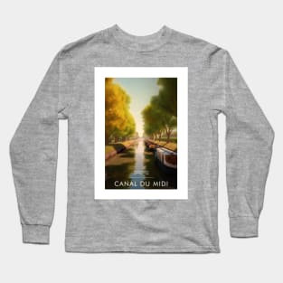 Affiche Canal du midi - France - illustration Long Sleeve T-Shirt